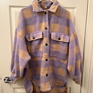 Purple/Beige Gingham Flannel